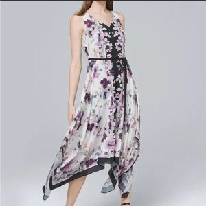 White House Black Market Floral High Low Dress size MP